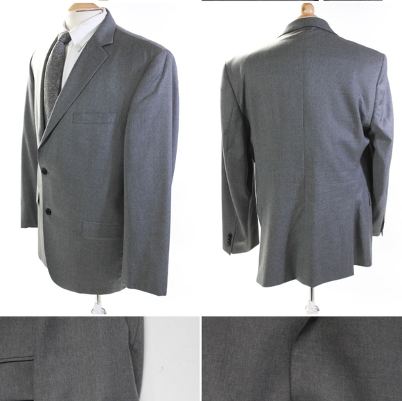 SAKS FIFTH AVENUE MENS WOOL BLAZER suit jacket LIGHT GRAY SIZE 44 two button - Picture 2 of 5